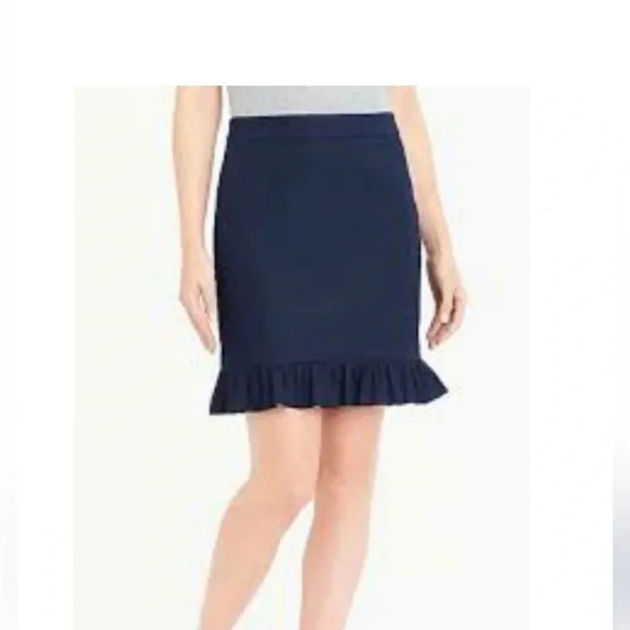 J.Crew Stretch Cotton Ruffle Navy Blue Mini Skirt NWT - Picture 1 of 8
